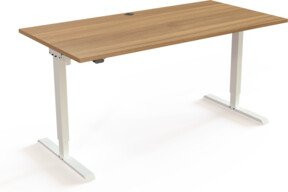 STIER Elektrisch höhenverstellbarer Schreibtisch 501-20 in Nussbaum und Weiß, B/T: 160 x 80 cm - Bild 1