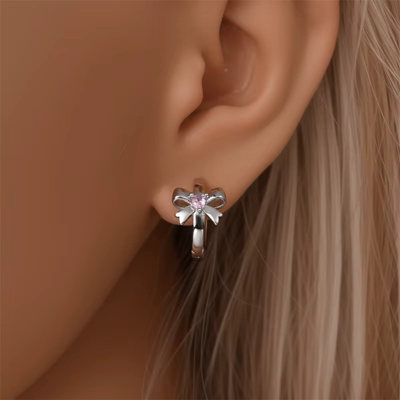 Sweety Ohrringe, 925 Silber, Zirkonia, Damen, Schleife, Puder - Bild 2