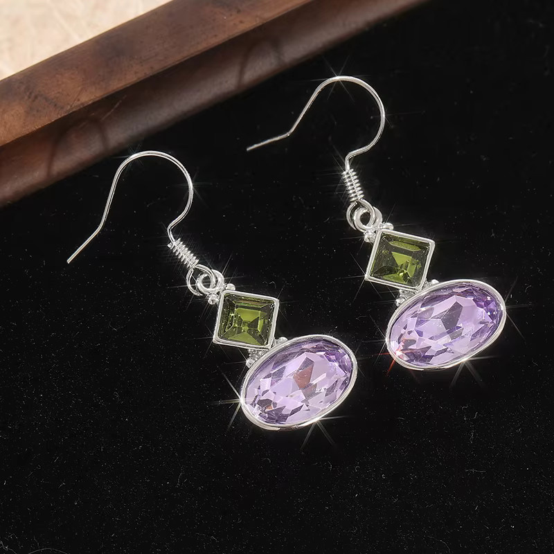 Ohrringe Amethyst, versilbert, Damen - Bild 2