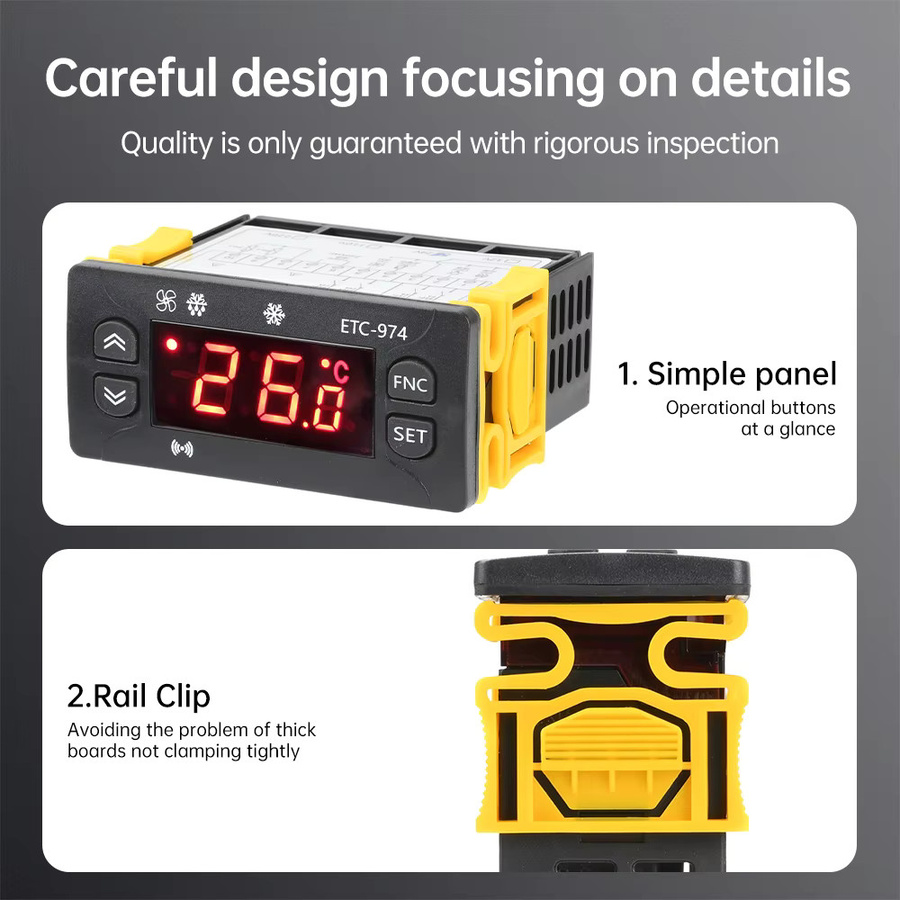 Gaqqee ETC-974 Intelligenter Digitalanzeige-Temperaturregler für Kompressor, Frost und Lüfter, DC12V/24V & AC110V/220V - Bild 3