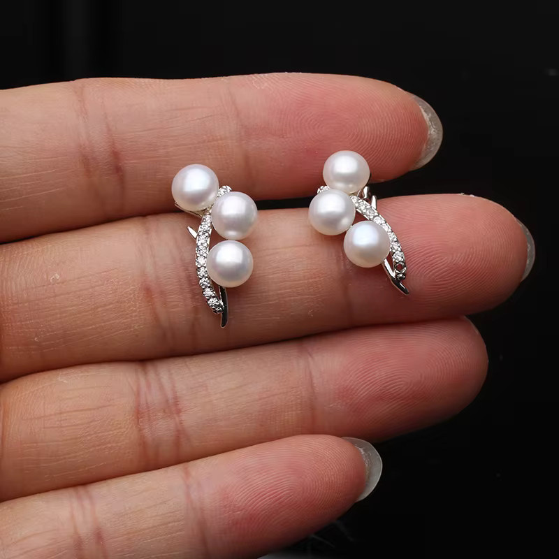 QIXIZHUYAN Ohrringe, 925 Silber, Perle, Weiß, Damen - Bild 4