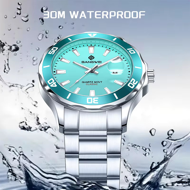 BANGWEI Armbanduhr, Quarz, Edelstahl, Blau, Herren - Bild 2