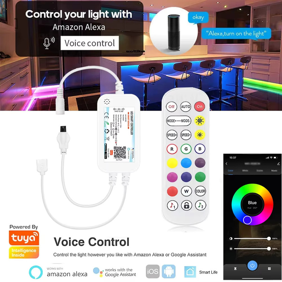 YSRSAI Tuya Smart RGB LED Schrankleuchte mit App-Steuerung und Fernbedienung, dimmbar, Multicolour, für Küche und Kleiderschrank, kompatibel mit Amazon Alexa - Bild 2