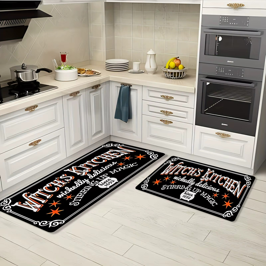 VIKAMA 2-teiliges Küchenteppich-Set in Schwarz für Küche, Wohnzimmer oder Schlafzimmer - Bild 2