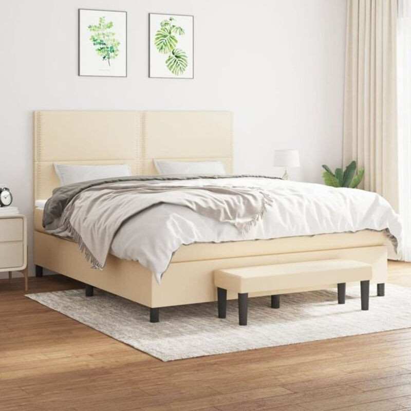 Vidaxl Boxspringbett mit Matratze in Beige aus Stoff und Holzwerkstoff, B/T/H: 180 x 200 cm - Bild 1