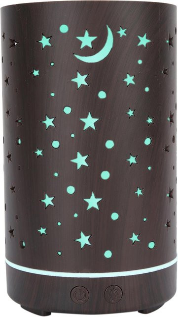 OutsideWorld Aroma Luftbefeuchter mit Hohlsternmuster und 7-Farblicht, Braun, 200 ml - Bild 1
