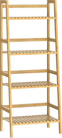Casaria Standregal aus Bambus in Beige mit verstellbaren Regalböden, Höhe: 123 cm, Breite: 48 cm, Tiefe: 32 cm
