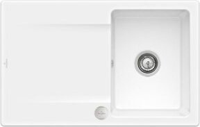 Villeroy & Boch Siluet 45 Flat Küchenspüle aus Keramik, flächenbündig, Snow White mit Ablaufgarnitur und Exzenter - Bild 1