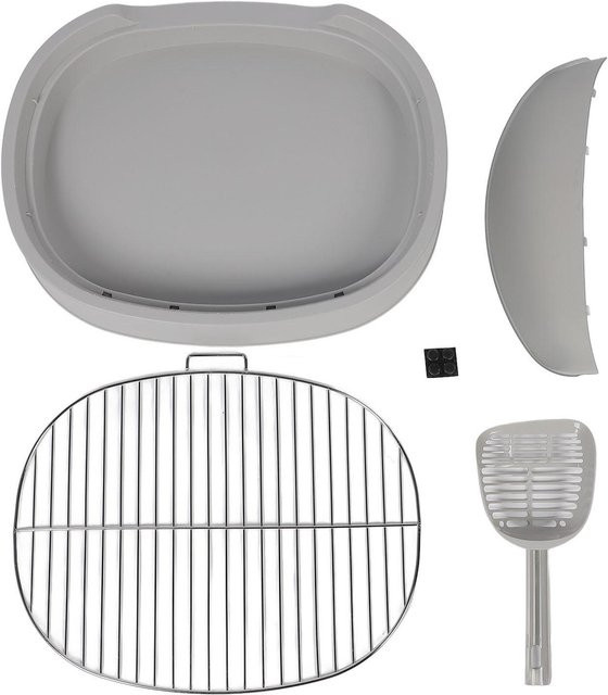 Aimo Hundetoilette mit Spritzschutzwand und Halterung für Trainingspads in Grau und Weiß - Bild 1