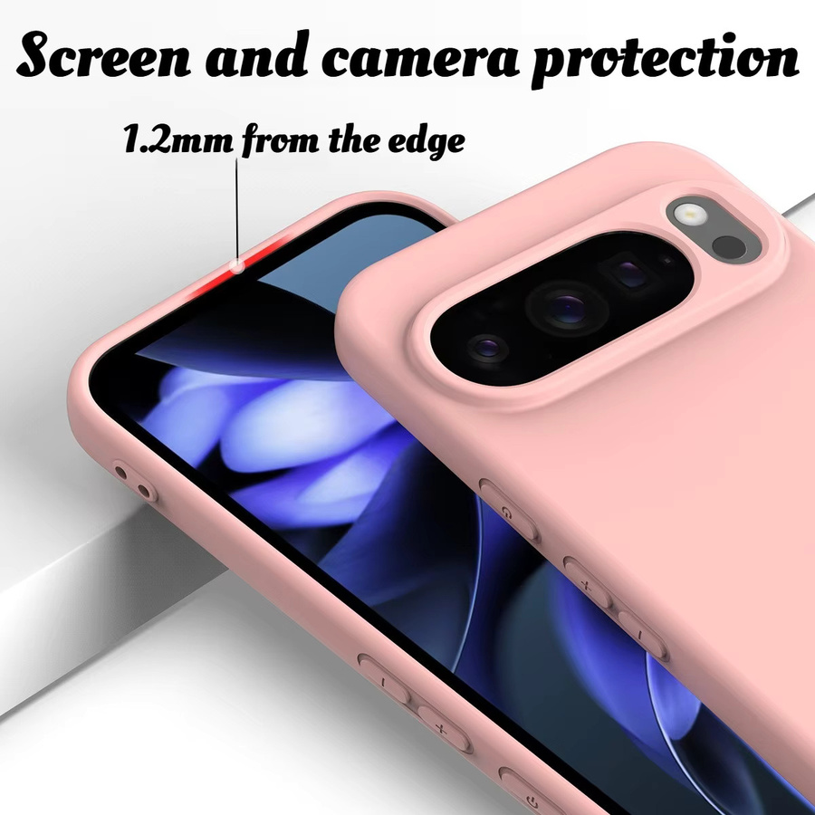 Original Luxus Macaron Silikonhülle für Google Pixel 11 10 9A Pro XL 8 7 6 A Pro Skin Fleece Cover in Grau und Pink - Bild 3