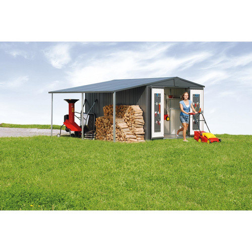 Biohort Seitendach Europa für Gerätehaus in Dunkelgrau-Metallic aus Stahlblech und Edelstahl - Bild 3