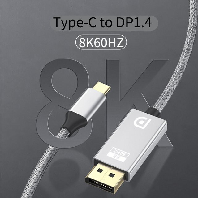 DIXSG USB-C auf DisplayPort 1.4 Kabel, 1,8 m Länge, unterstützt 8K bei 60 Hz und 4K bei 144 Hz, kompatibel mit Thunderbolt 3/4 und MacBook - Bild 1
