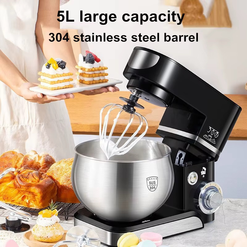 SUSWEETLIFE 3-in-1 Multifunktions-Küchenmaschine mit 5-Liter-Mixbehälter, 1000 W Motor, Schwarz/Edelstahl - Bild 3