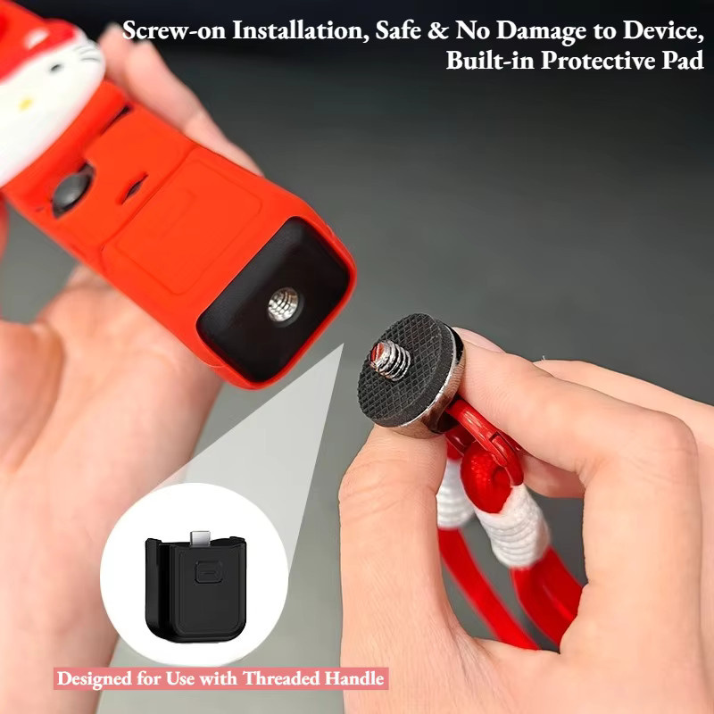 Sanrio Hello Kitty Silikon-Schutzhülle für DJI OSMO Pocket 3 mit Trageband in Schwarz und Rot - Bild 2