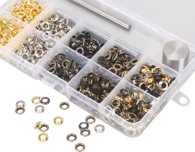 Igeteck Ösen-Set mit 3-teiligem Installationswerkzeug, 280 Sätze, 4 mm, Farben: Schwarz, Gold, Silber und Multicolour - Bild 1