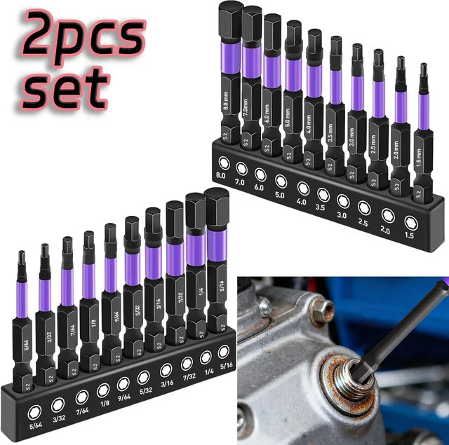Impact 10-teiliges Inbusschlüssel-Bohrer-Set aus S2-Stahl mit magnetischem 1/4 Zoll Sechskantschaft und 50 mm Länge - Bild 1