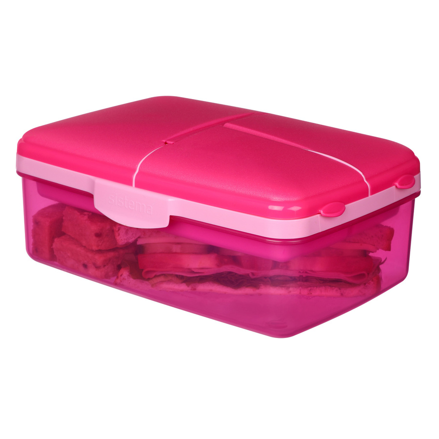 sistema Lunchbox Lunch Slimline QUADDIE in Pink/Multicolor mit Trennfächern, mikrowellen- und spülmaschinenfest - Bild 2