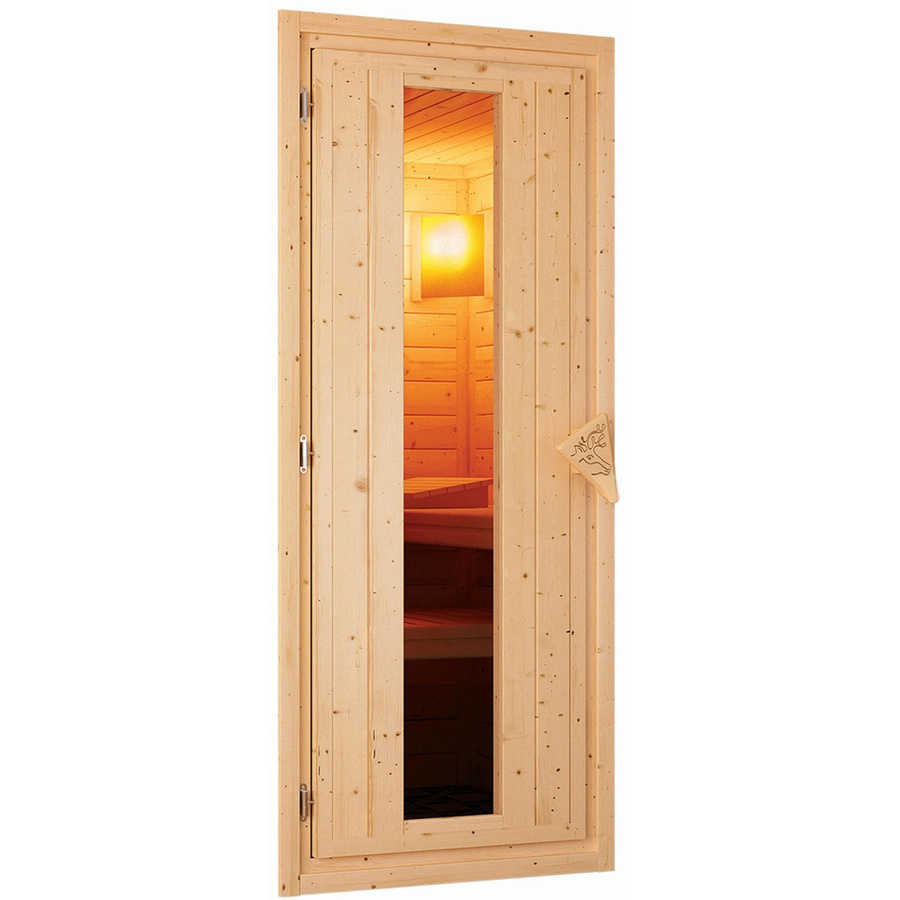 Karibu Saunatür aus Holz mit Isolierglas und Klarglas, B: 65,5 cm, H: 175 cm, für 68 mm Wandstärke - Bild 2