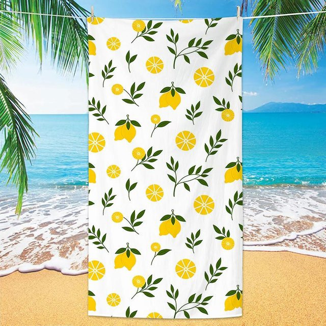 WJG Pretty A Strandtuch Zitrone aus Mikrofaser, Weiß, B/B: 160 x 80 cm - Bild 1