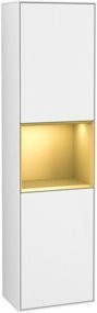V&B Hochschrank Finion Wandbeleuchtung in Weiß mit Glastüren und LED-Beleuchtung B: 41,8 cm, H: 151,6 cm - Bild 1
