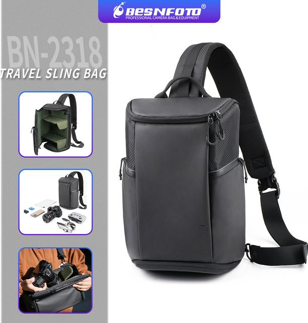 BESNFOTO Einzelschulter-Crossbody-Kameratasche für DSLR und spiegellose Kameras für Männer und Frauen zum Wandern - Bild 1
