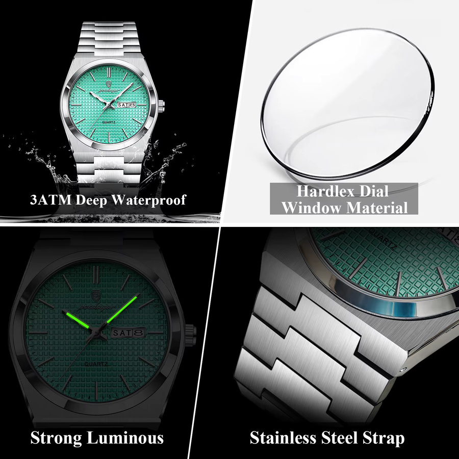 POEDAGAR Armbanduhr Edelstahl, Quarz, Herren - Bild 4