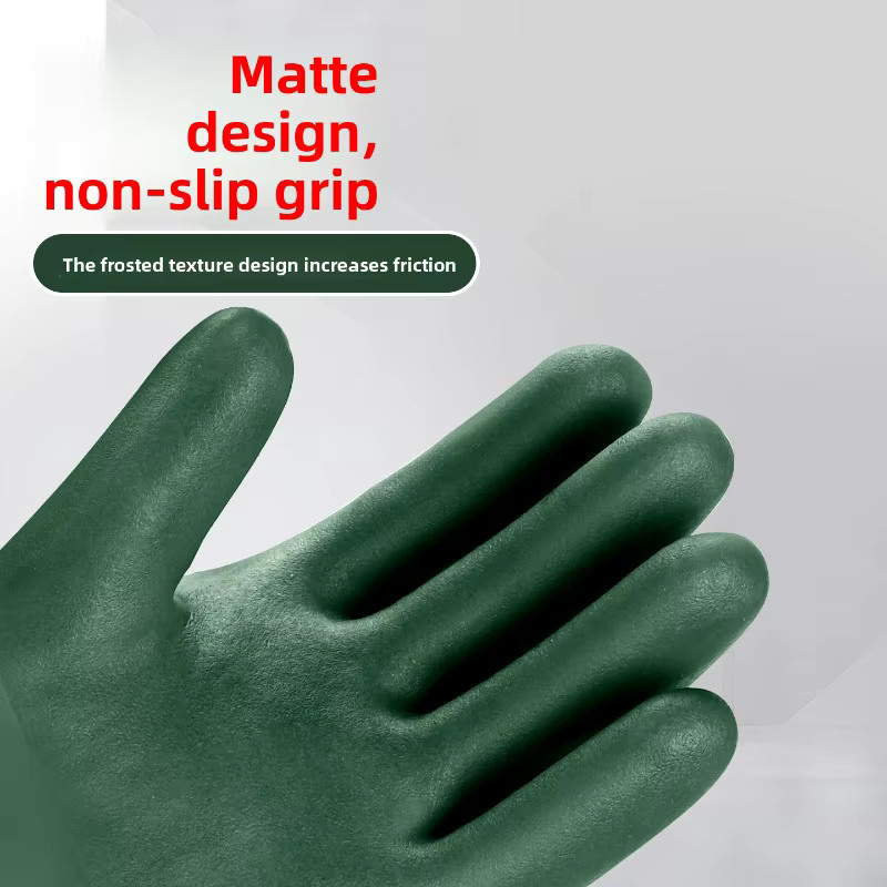 Grüne industrielle Arbeitsschutzhandschuhe wasserdicht ölbeständig säurebeständig und korrosionsbeständig mit Rutschfestigkeit - Bild 3