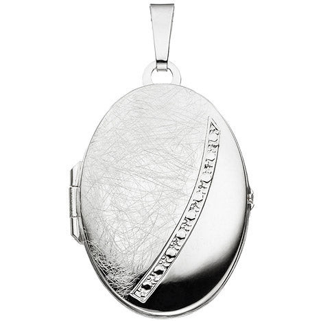 Colfem Medaillon Anhänger, 925 Silber, oval, eismatt, Unisex - Bild 1