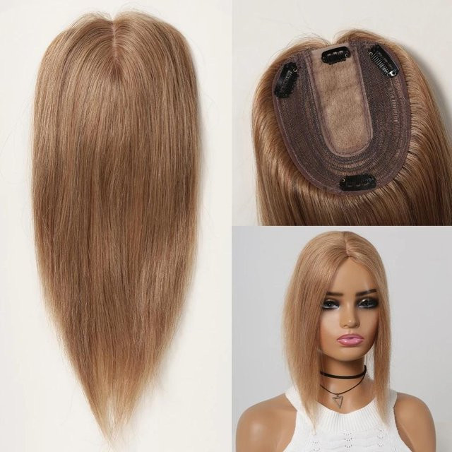 HAIRCUBE Remy-Echthaar-Topper Mittelteil, Schwarzbraun, 12 Zoll, Damen - Bild 1