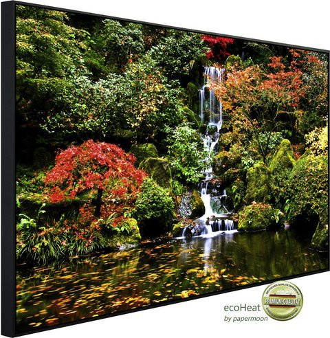 papermoon Infrarotheizung EcoHeat Wasserfall im Japanischen Garten mit Matt-Effekt in Bunt, App-Steuerung und Überhitzungsschutz - Bild 1