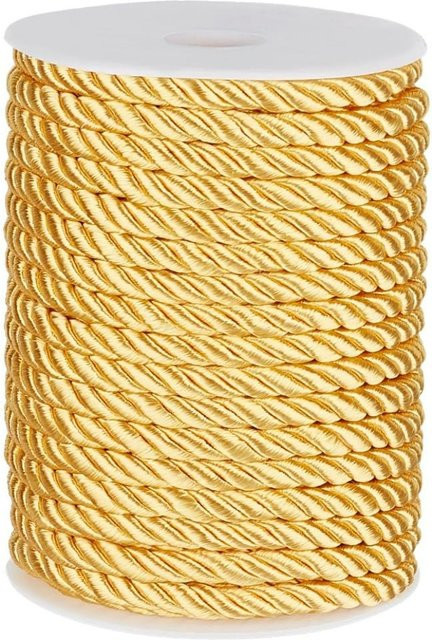 Goldene Satin-Kordel, 3-lagig geflochtene gedrehte Kordel mit 8 mm Durchmesser und 20 Meter Länge für Weihnachtsdekorationen und besondere Anlässe - Bild 1
