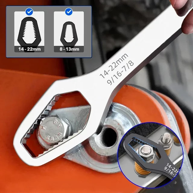 Universeller doppelseitiger Torx-Schlüssel mit selbstspannender Einstellung für Auto-Werkzeuge in Schwarz und Silber (4-13mm, 3-17mm, 8-22mm) - Bild 1