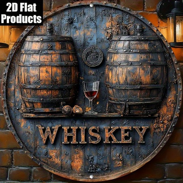 Vintage Rustikales Whiskey-Fass Metallschild CIFBUY Wandkunst für deine Heimbar, Breite: 20,0 cm, Höhe: 20,0 cm, Tiefe: 0,1 cm - Bild 1