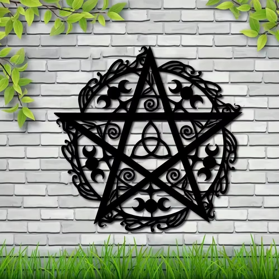CIFBUY Pentagramm-Wandkunstdekoration aus Metall in Schwarz – Moderne geometrische Sternskulptur zur Heimdekoration - Bild 4