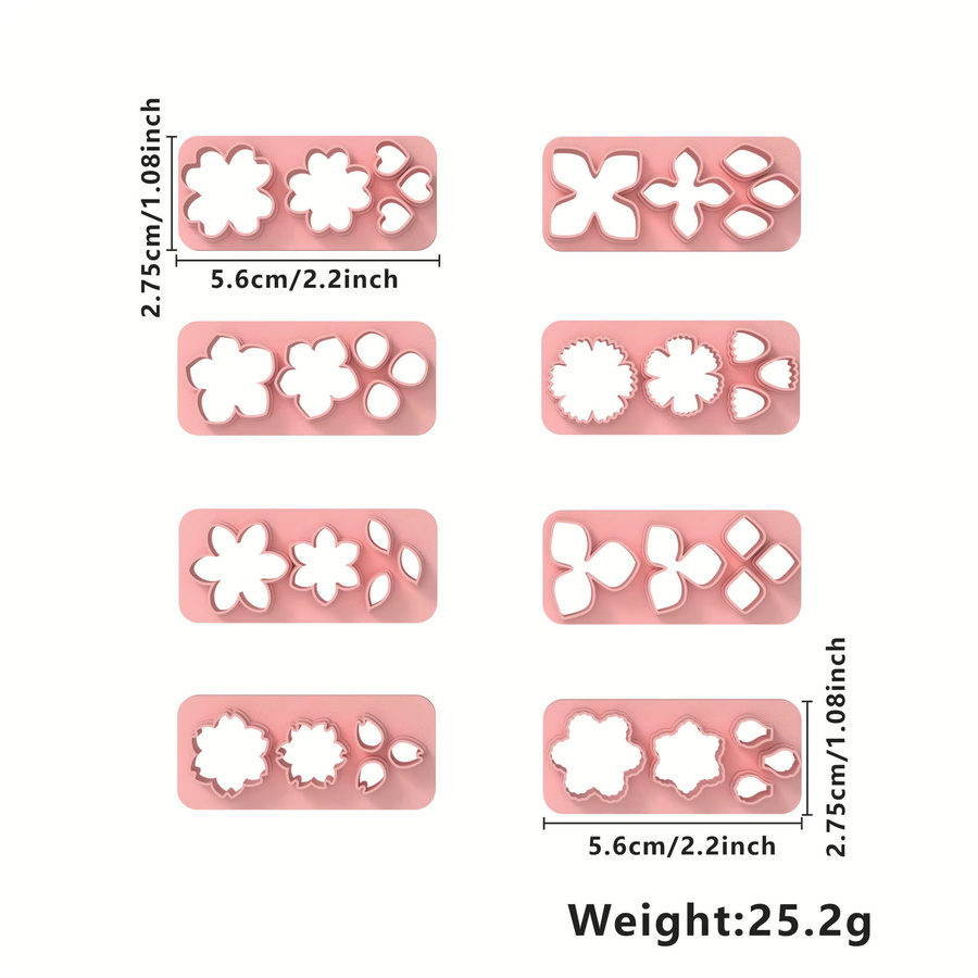 5-in-1 Blütenblatt-Stanzform in Blumenform für Polymer-Ton und Keramik, rosa Werkzeugset zur Herstellung von Schmuck und Anhängern - Bild 2