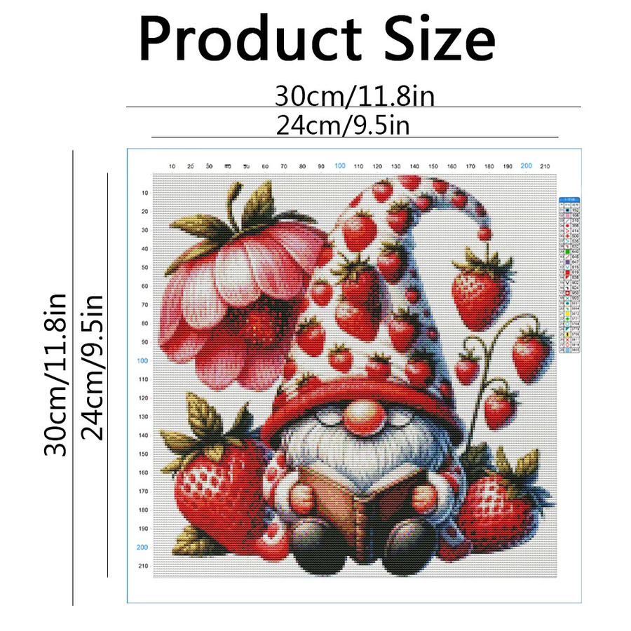 Evershine Kreuzstich-Set Cartoon-Kunst Zwerg und Erdbeere als Stickerei zur Wanddekoration B/B/B: 30,0 x 30,0 x 30,0 cm - Bild 2