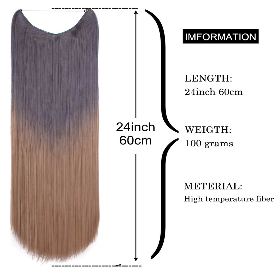 Jeedou Haarverlängerung, synthetisch, Ombre-Farben, einteilig, ohne Clips - Bild 2