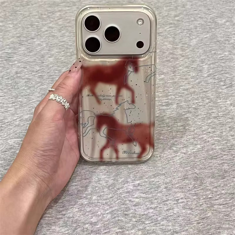 Meteor IND Doppelschichtige Handyhülle Zwei Rote Pferde für iPhone 11 bis 17 Pro Max in Rot - Bild 3