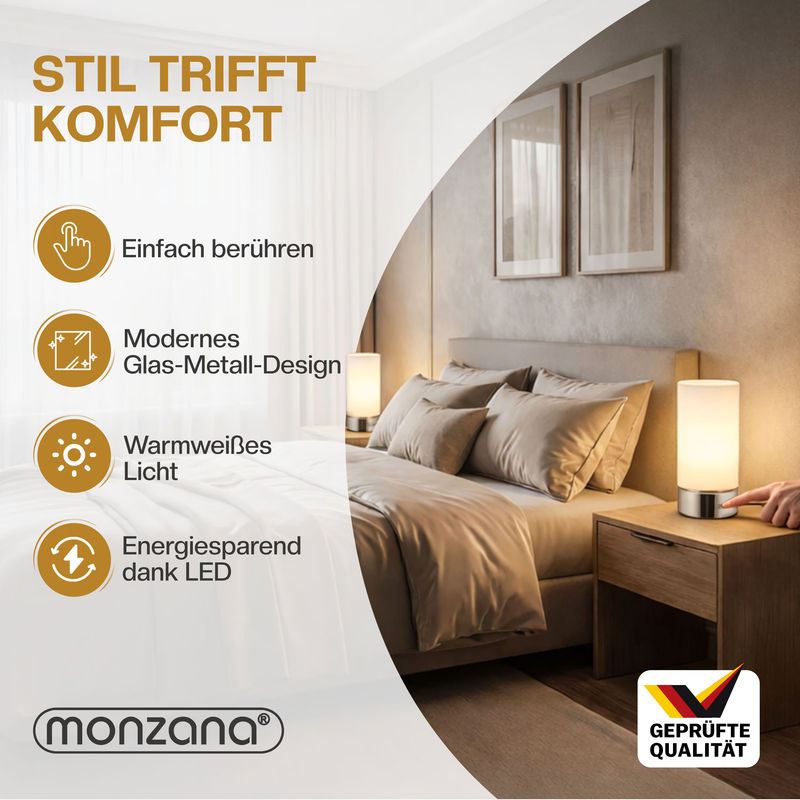 monzana Tischlampe Golau 2er-Set Weiß aus Metall mit dimmbarer Funktion - Bild 2