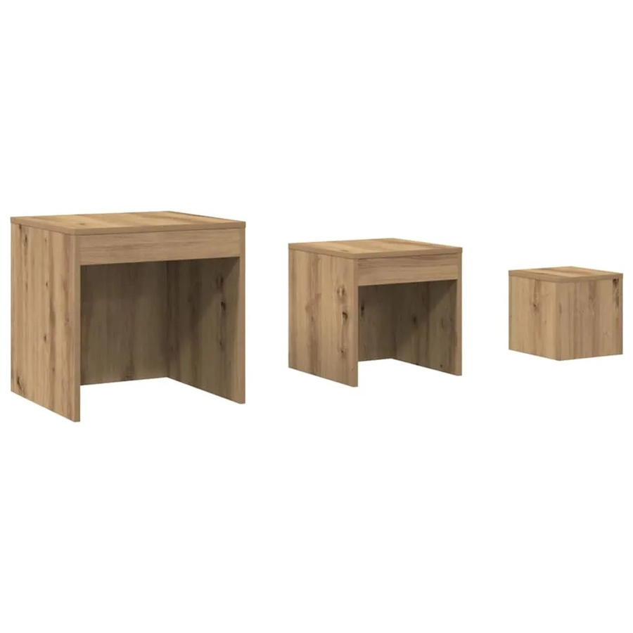 vidaXL Satztische 3er Set in Artisan-Eiche, modernes Design, braun, Holzwerkstoff - Bild 2