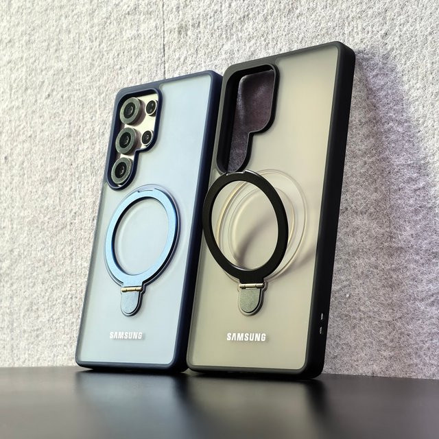Luxuriöse magnetische Handyhülle für Samsung Galaxy S26 Ultra S25 S24 S23 S22 Plus FE in Schwarz oder Grau - Bild 1