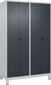 C+P PSA Doppel-Spind Classic PLUS mit 4 Abteilen, Füße, Grau/Anthrazit, B/T/H: 120 x 50 x 195 cm - Bild 1