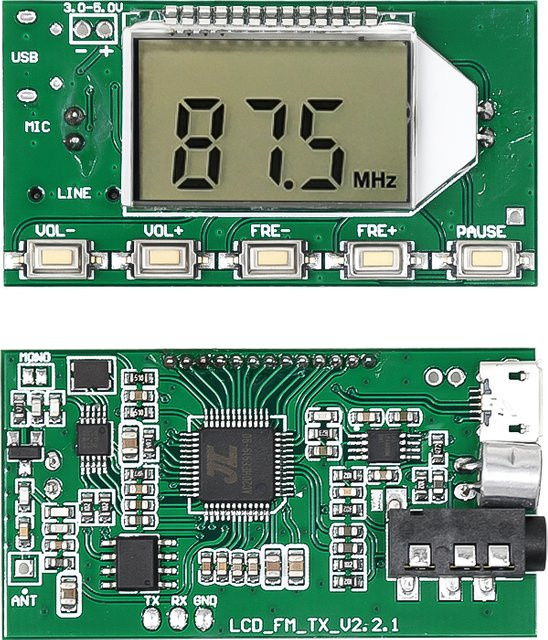 Diymore FM Stereo Sender Modul für digitale drahtlose Mikrofon-Platine in Blau oder Grün - Bild 1