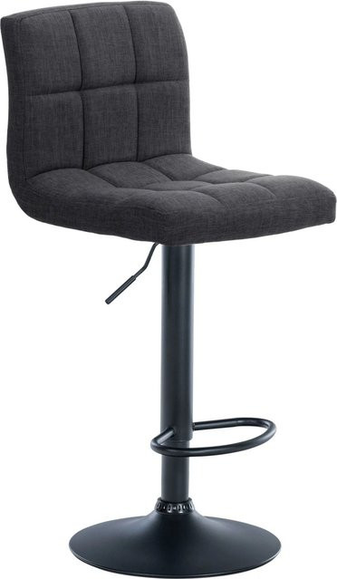 DELUKE Barhocker MADRID Tresenhocker mit Lehne in Dunkelgrau und Schwarz aus Stoff und Metall - Bild 1