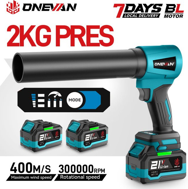 ONEVAN Turbo Blower Jet Fan Elektrischer Gebläse mit 4000 W und 400 m/s für Makita Akku, Blau - Bild 1