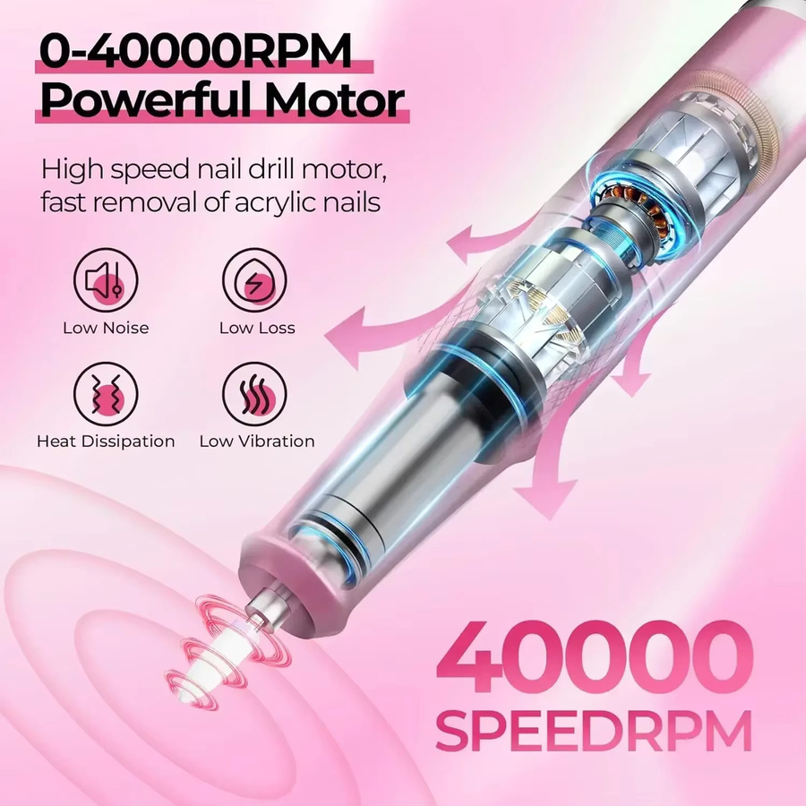 INSIS FEMME Elektrischer Nagelbohrer, 40000 U/min, mit LCD-Display - Bild 2