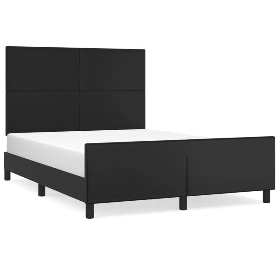 vidaXL Bettgestell mit Kopfteil aus Kunstleder in Schwarz, B/T/H: 140 x 190 x 128 cm - Bild 2