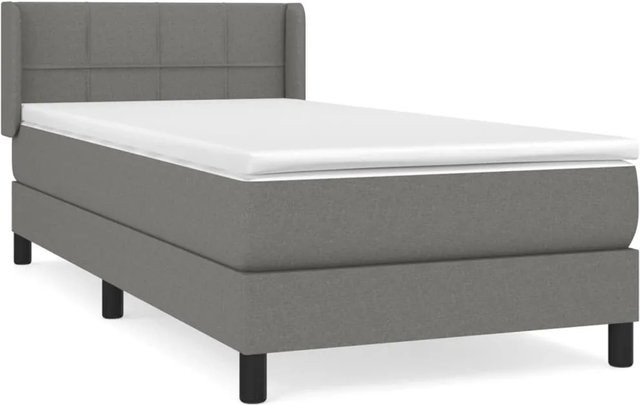 vidaXL Boxspringbett mit Matratze Hybrid Dunkelgrau B/T/H: 90 x 200 x 103 cm - Bild 1