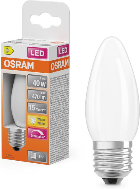 Osram LED Retrofit Classic B dimmbar 3,4W E27 warmweiß matt - Bild 1