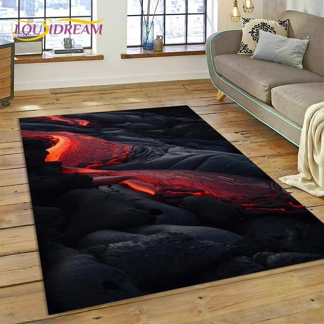 Karpetti Vulkan 3D Lava Magma Teppich, Schwarz, B/B: 120 x 80 cm - Bild 1